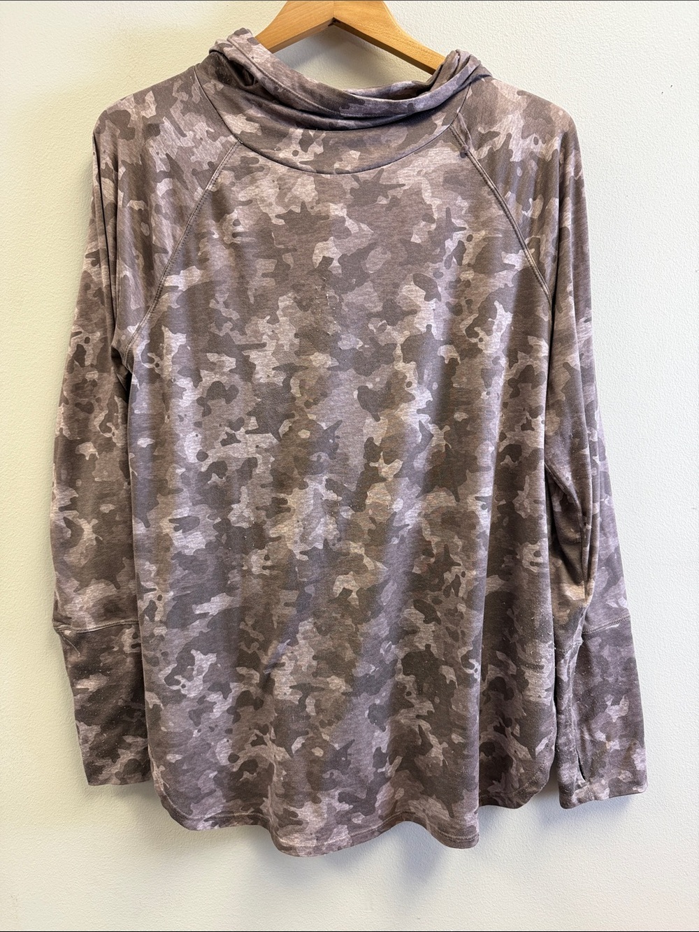 b new york Taupe Camo Cowl Neck Sweatshirt